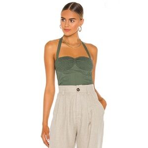 NEW REVOLVE SWF Absinthe Halter Smocked Cotton Cropped Top Size S